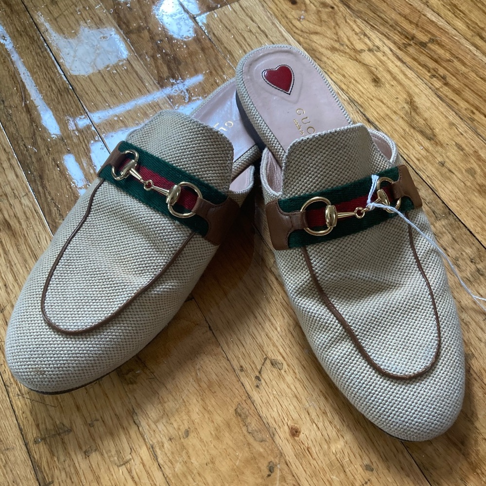 AUTHENTIC Gucci ‘Princetown’ canvas backless loafer